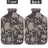Hot Water Bottle with Cover 2L, Goth Skeleton Hot Water Bag for Bed Warming/Period Pain Relief, Vintage Skull Hot Water Bottle Sleeve view 4