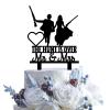The Hunt Is Over Wedding Cake Topper: Groom & Bride With Rifle - Mr. & Mrs. Wedding Cake Topper view 1