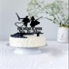 The Hunt Is Over Wedding Cake Topper: Groom & Bride With Rifle - Mr. & Mrs. Wedding Cake Topper view 3