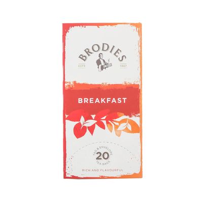 Brodies Breakfast Tag and Envelope - 6 Tea Boxes of 20 Tea Bags each (total 120 Tea Bags) - Rich and flavourful Scottish Tea with a bright and brisk malty flavour - Ideal for Breakfast