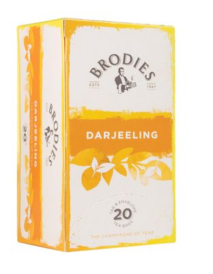 Brodies Darjeeling Tag and Envelope - 6 Tea Boxes of 20 Tea Bags each (Total 120 Tea Bags) - The Champagne of tea with a penetrating but delicate flavour with a refreshing aftertaste