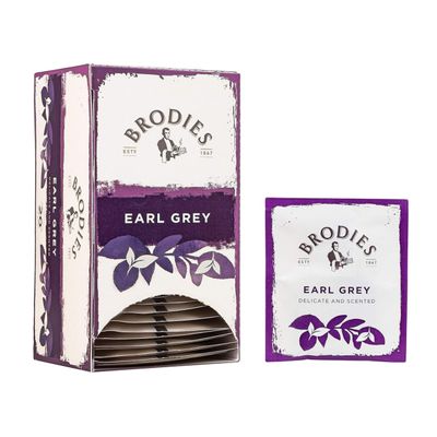 Brodies Earl Grey Tag and Envelope - 6 Tea Boxes of 20 Tea Bags each (total 120 Tea Bags) - Delicate and scented quintessential British Tea with the citrus note of Bergamot