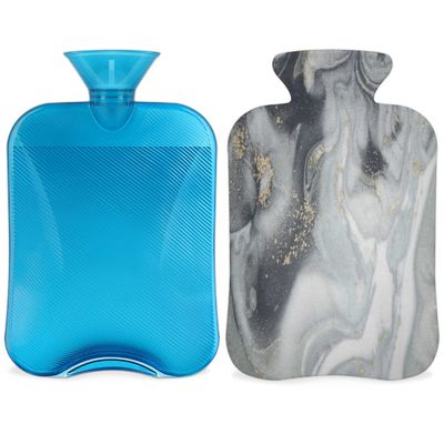 Marble Texture Printed 31 PVC Hot Water Bag 2L Removable Hot Water Bottle with Cover for Hot and Cold Compress,Hand Feet Warmer and Pain Relief Ideal for Winter Home Office School