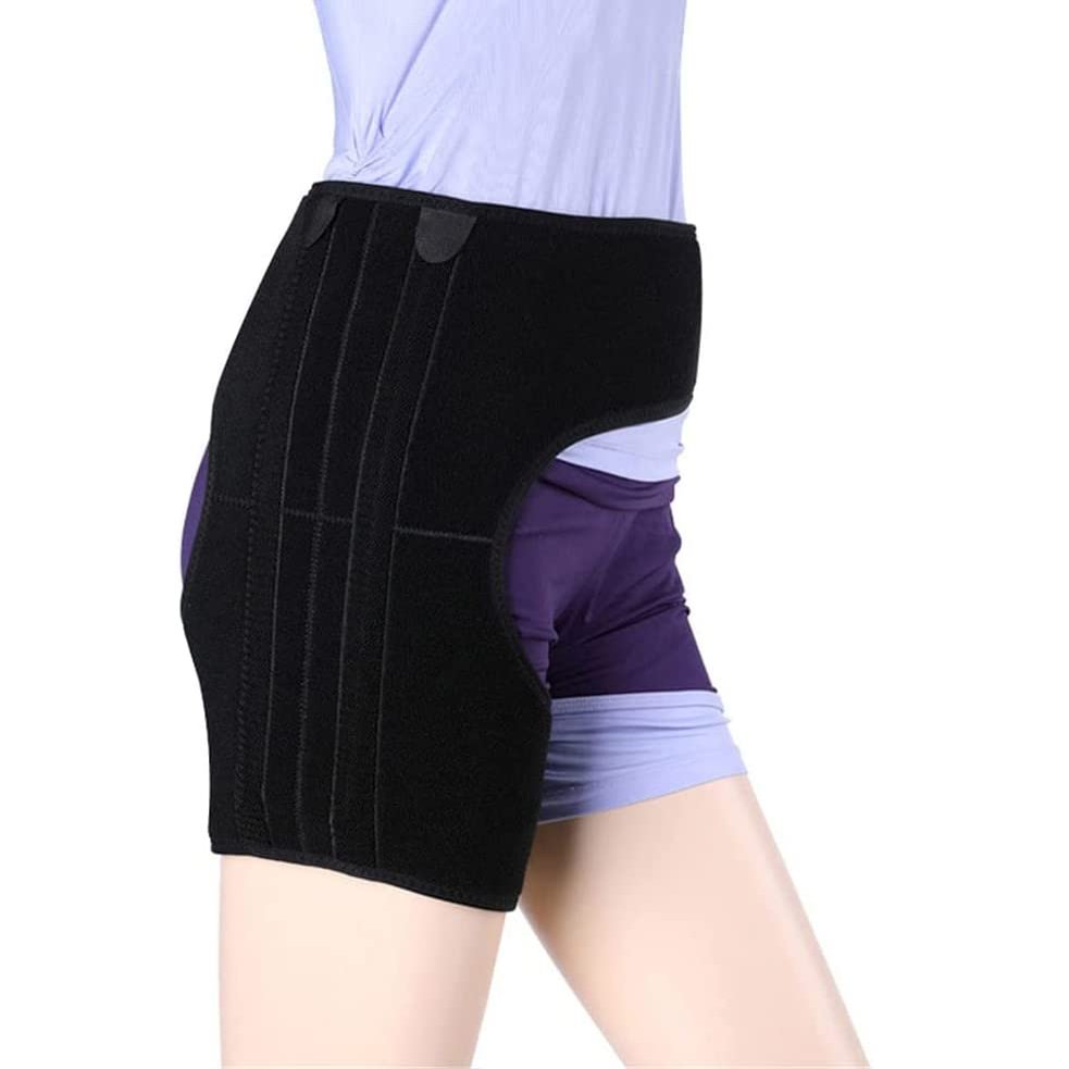 Hip Joint Compression Bracket, Groin Strain Wrap, Adjustable Leg Rope Sleeve, Used for The Rehabilitation of Strain Induced Tendinitis,Black,Large