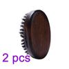 BestAlice 2 Pcs Boar Bristle Beard Brush for Men, Beard Straightener Brush for Grooming And Soften Your Facial Hair, Classical Black Wood Walnut Style Handle view 2