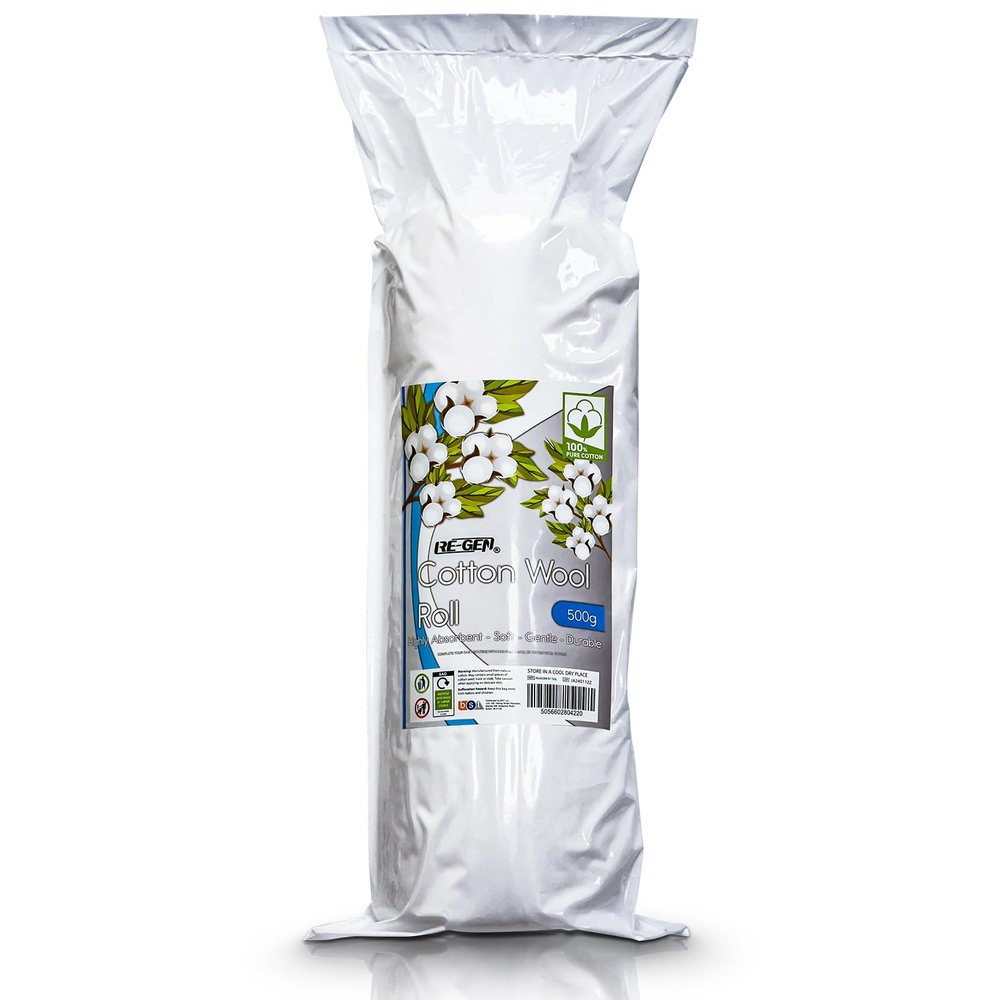 500g Roll, RE-GEN Wound Care Dressing Cotton Wool Roll Pad | Ideal for First Aid, Health & Beauty, Personal Care