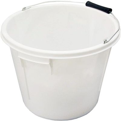 25L Plasterers Plastic White Bucket Builders Bucket Depth Gauge Bucket with Metal Handle    (5)