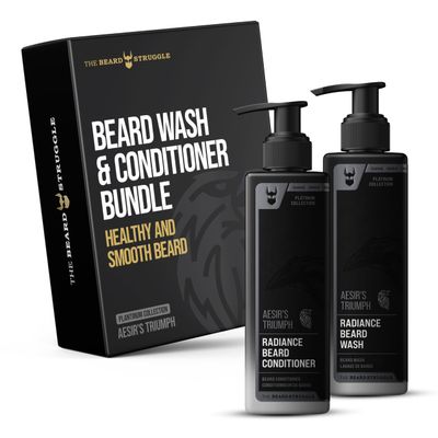 The Beard Struggle - Radiance Beard Wash & Conditioner Bundle - Pack of 2 (Aesir's Triumph) - Nourish, Cleanse, Softens, & Strengthens Beard - Beard Wash and Conditioner for Men