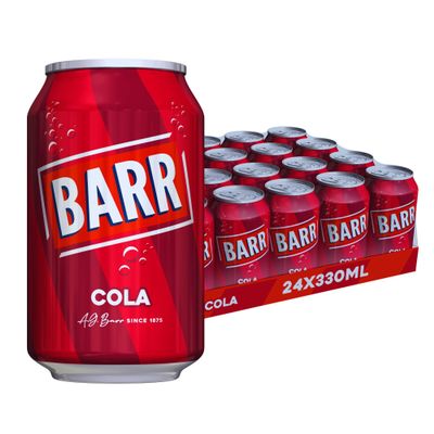 BARR 24 Pack Classic Cola Fizzy Drink, Cola Flavoured Sparkling Fizzy Pop, 24 x 330ml Cans
