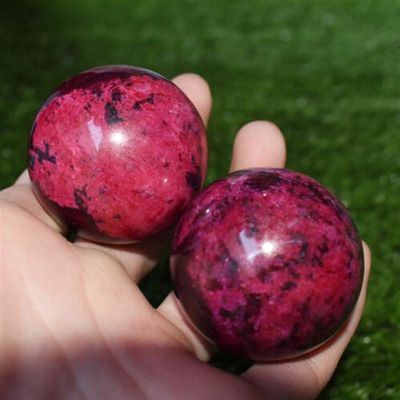 Natural crystal rough Natural Peach Blossom Stone Jade Ball Onl Crystal Sphere Healing 50-55MM Gift (Color : 3pcs)