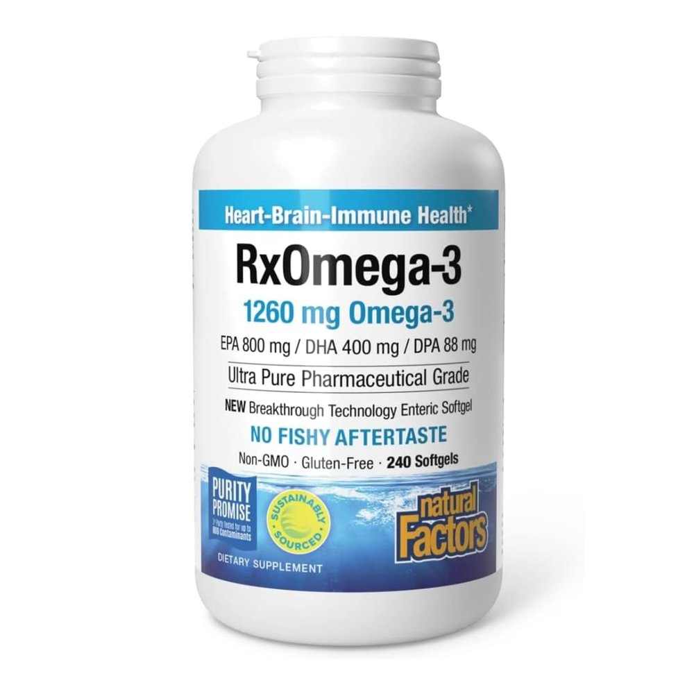Natural Factors, Rx Omega-3 Fish Oil, with EPA and DHA, 240 Enteripure Softgels, Soy Free, Gluten Free, Non-GMO