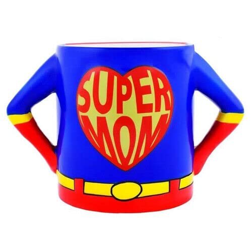 Super Mom Double Handle Mug - For Tea, Coffee, Hot Chocolate, Hot & Cold Drinks | Gift For Someone Special, Funny Message | Suitable For Home, Office, Kitchen & Bedroom | Gift for Christmas