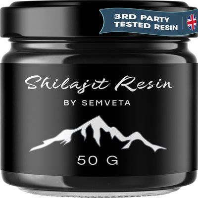 Semveta Shilajit Resin - 50g - Pure Altai Shilajit Resin - 85+ Trace Minerals & Fulvic Acid - for Vitality & Energy - Traditionally Harvested - 6 Months Supply