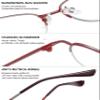 Lanomi Blue Light Blocking Half Frame Reading Glasses Metal Oval Computer UV400 Protection Anti Blue Reading Eyeglasses for Women Men Red 4.0 view 4