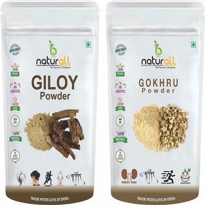 CROW Pack of 2 Gokhru Powder, Giloy Powder (100 GM Each) Combo Pack = 200 GM by B Naturall