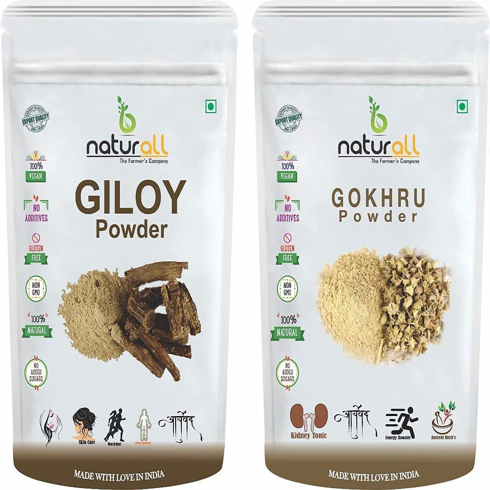 CROW Pack of 2 Gokhru Powder, Giloy Powder (100 GM Each) Combo Pack = 200 GM by B Naturall