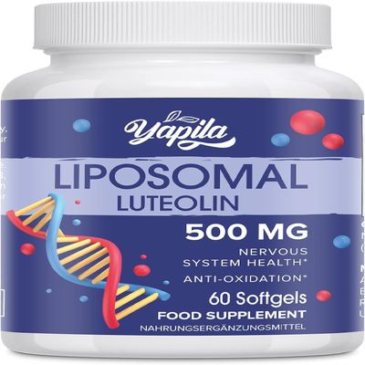 Liposomal Luteolin Capsules 500mg, Maximum Absorption, High Dose Flavonoid, Antioxidant Supplement, Soy-Free, Glute-Free, Non-GMO