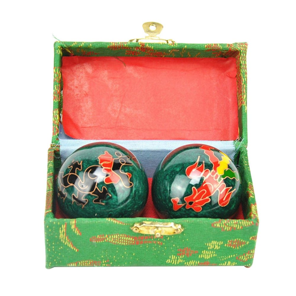 Kisbeibi Baoding Balls, 4.45 cm/1.75 Inch Chinese Baoding Balls with Box, Feng Shui Tai Chi, Dragon and Phoenix Baoding Balls, Health Balls, Finger Training, Meditation, Relaxation