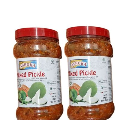 Ashoka Mixed Pickle (1Kg) (Pack of 2) - Perfect as a Side Condiment for Any Dish - Authentic Taste & Aromatic - Eaten with Indian Dinner or with Indian Breakfast