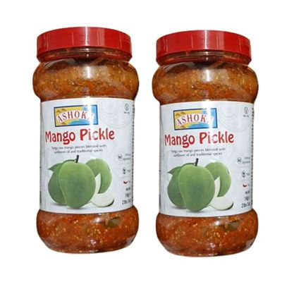 Ashoka Mango Pickle (1Kg) (Pack of 2) - Perfect as a Side Condiment for Any Dish - Authentic Taste & Aromatic - Eaten with Indian Dinner or with Indian Breakfast