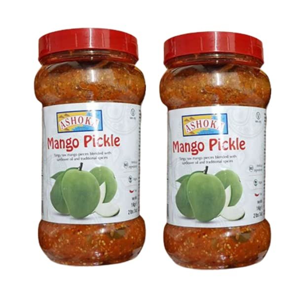 Ashoka Mango Pickle (1Kg) (Pack of 2) - Perfect as a Side Condiment for Any Dish - Authentic Taste & Aromatic - Eaten with Indian Dinner or with Indian Breakfast
