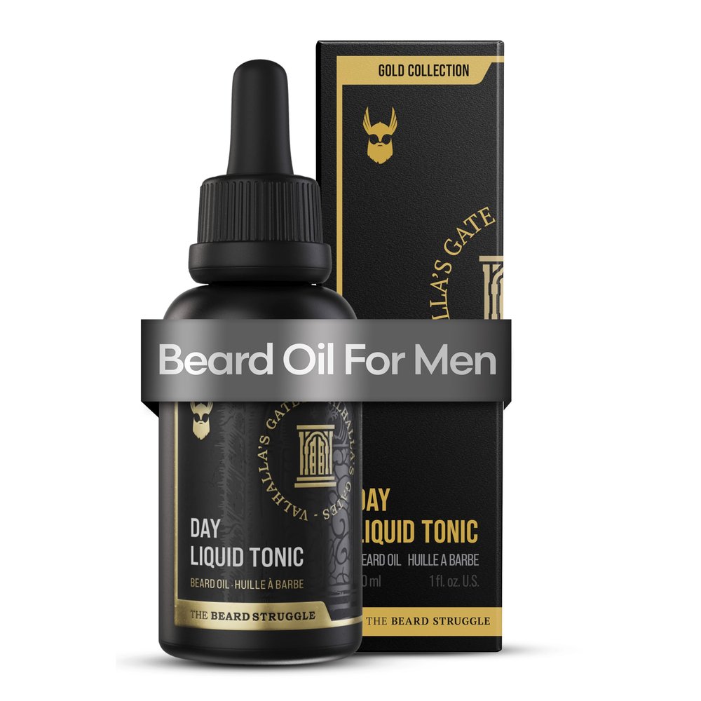 The Beard Struggle - Day Liquid Tonic Beard Oil - Gold Collection, Valhalla's Gates - Beard Oil for Men - Moisturize, Softens Hair, Reduces Itch - Day Time Beard Growth Oil (30 ml)