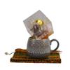 Bossa Nova Luxury Chocolate Bomb Gift Set Bundle, Hot Chocolate with Marshmallows, gift-wrapped in a textile bag with Mason Cash Impressions stoneware cosy mug view 1