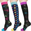 ACWOO Compression Socks for Women & Men, 3 Pairs Colorful Breathable Long Tube Compression Socks, Non-Slip Flight Socks Running Socks for Sports, Flying, Maternity Pregnancy, Nurses, Travel view 1