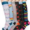 ACWOO Compression Socks for Women & Men, 6 Pairs Colorful Breathable Long Tube Compression Socks, Non-Slip Flight Socks Running Socks for Sports, Flying, Maternity Pregnancy, Nurses, Travel view 1