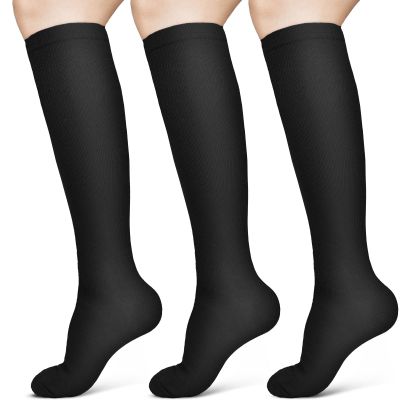 ACWOO Compression Socks for Women & Men, 3 Pairs Non-Slip Breathable Long Tube Compression Socks, Flight Socks Running Socks for Support, Sports, Flying, Maternity Pregnancy, Nurses, Travel