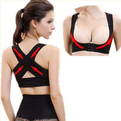 1PC Women Chest Posture Corrector Support Belt Body Shaper Corset Shoulder Brace for Health Care S/M/L/XL/XXL (Color : Black, Size : Small)