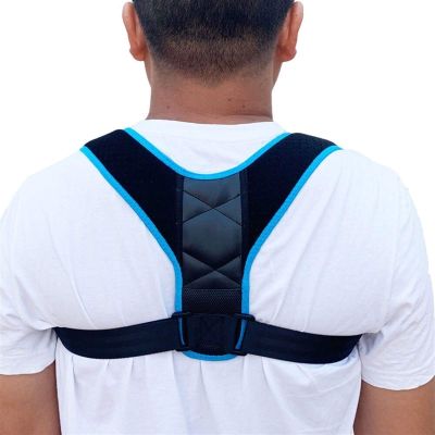 1Pcs Posture Corrector Spinal Support - Physical Therapy Posture Brace Back Shoulder and Neck Pain Relief Posture Trainer (Color : Blue)