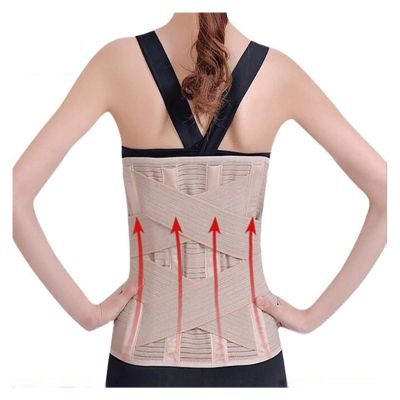 Orthopedic Posture Corrector Brace Elastic Adjustable Lower Back Support Waist Trimmer Belt Lumbar Support Belt for Men Women (Color : Khaki, Size : XX-Large)