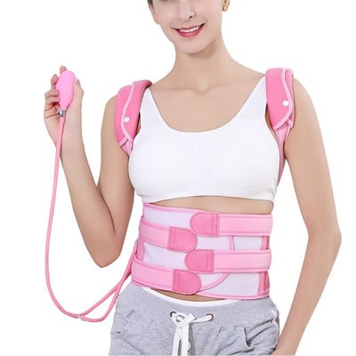 Posture Corrector Belt Inflatable Orthosis Double Pull Shoulder Support Spine Scoliosis Upper Back Brace Waist (Color : Pink, Size : L code)