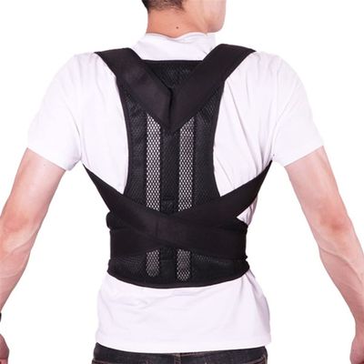 Adjustable Back Posture Corrector Shoulder Lumbar Spine Brace Support Belt Health Care for Men Women Unisex (Color : Black, Size : S code)