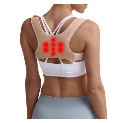 Adjustable Adult Corset Back Posture Corrector Therapy Shoulder Lumbar Brace Spine Support Belt Posture Correction for Men Women (Color : Beige Magnetic, Size : Medium)