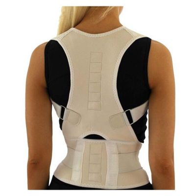Adjustable Back Posture Corrector Spine Support Brace Back Shoulder Support Belt Posture Correction Belt Corrective Men Women (Color : Beige, Size : Small)