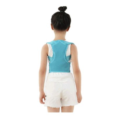 Children Back Posture Corrector Support Spine Waist Straps Comfortable Shoulder Lumbar Posture Correction Pink Blue Color (Color : Blue, Size : X-Small)