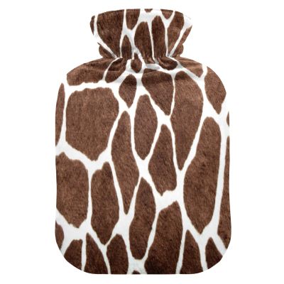 Animal Giraffe Print Pattern Hot Water Bottle with Cover, 1 L Transparent Hot Water Bag Hot Cold Compress, Great for Cramps Back Shoulder Pain Relief, Kids Men Women Hand Foot Warmer