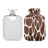 Animal Giraffe Print Pattern Hot Water Bottle with Cover, 1 L Transparent Hot Water Bag Hot Cold Compress, Great for Cramps Back Shoulder Pain Relief, Kids Men Women Hand Foot Warmer view 2