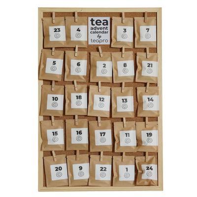 Teapro Zero-Waste Tea Advent Calendar with Funny Tea Puns | Variety of 24 Loose Leaf Teas | Reusable Cork Board | Christmas Gifts For Tea Lovers