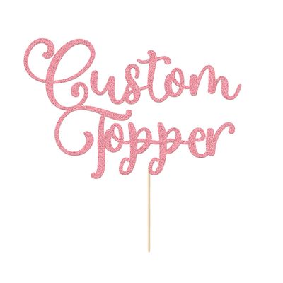 Personalised Cake Topper Happy Birthday Cake Topper Wedding Cake Topper Customised Cake Toppers Cake Decorations with Any Text Numbers for Anniversary Baby Shower Christmas (Baby Pink)