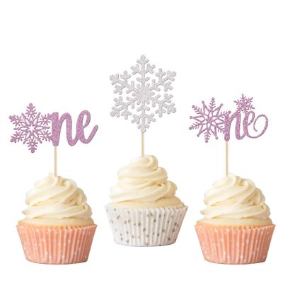 Rsstarxi 36 Pack Snowflake 1st Birthday Cupcake Toppers Purple and Silver Glitter First Birthday Snowflake One Cupcake Picks for Winter Onederland Snowflake Theme Baby Shower 1st Birthday Chistmas