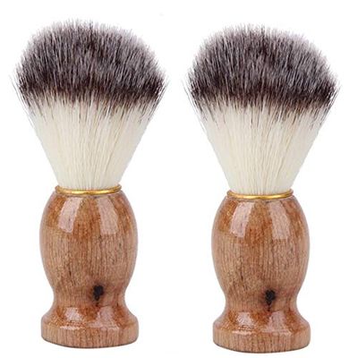 2Pcs Hair Men's Shaving Brush Men Facial Beard Cleaning Appliance Shave Tool Brush with Wood Handle for Men