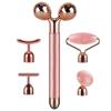 Massager Gold Beauty Bar Face Massager Electric Vibrating Rose Quartz 3D Roller Face Lifting Body Facial Gua Sha Jade Roller Health and relaxation (Color : WITHOUT BOX) view 2