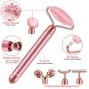 Massager Gold Beauty Bar Face Massager Electric Vibrating Rose Quartz 3D Roller Face Lifting Body Facial Gua Sha Jade Roller Health and relaxation (Color : WITHOUT BOX) view 3