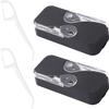 Dental Floss Portable Case 2 Pack Dental Floss Dispenser Dental Floss Picks Cases Automatic Floss Organizer Travel Floss for Women Men Teeth Cleaning, 2 Pack (Black+Black) view 1