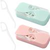 Dental Floss Portable Case 2 Pack Dental Floss Dispenser Dental Floss Picks Cases Automatic Floss Organizer Travel Floss for Women Men Teeth Cleaning, 2 Pack (Green+Pink) view 1