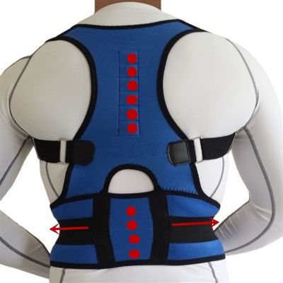 Back Corrector Magnetic Therapy Back Support Belt Posture Corrector Shoulder Spine Girdle Corset Straightener Back Brace Health and Relaxation (Color : Blue, Size : M)