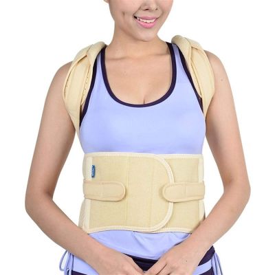 1Pcs Posture Corrector Back Braces Shoulder Waist Lumbar Support Belt Humpback Prevent Body Straighten Slouch Compression Pain (Color : Yellow, Size : Large)